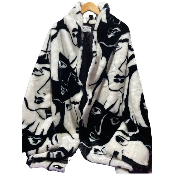Donnybrook Jackets & Blazers - Vintage DonnyBrook Faux Fur Coat Abstract Faces Regal Plush Collection USA